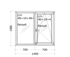 Окно Veka Softline (пятикамерный профиль) 1400x1400 мм с/п 4б+10+4б+10+4и